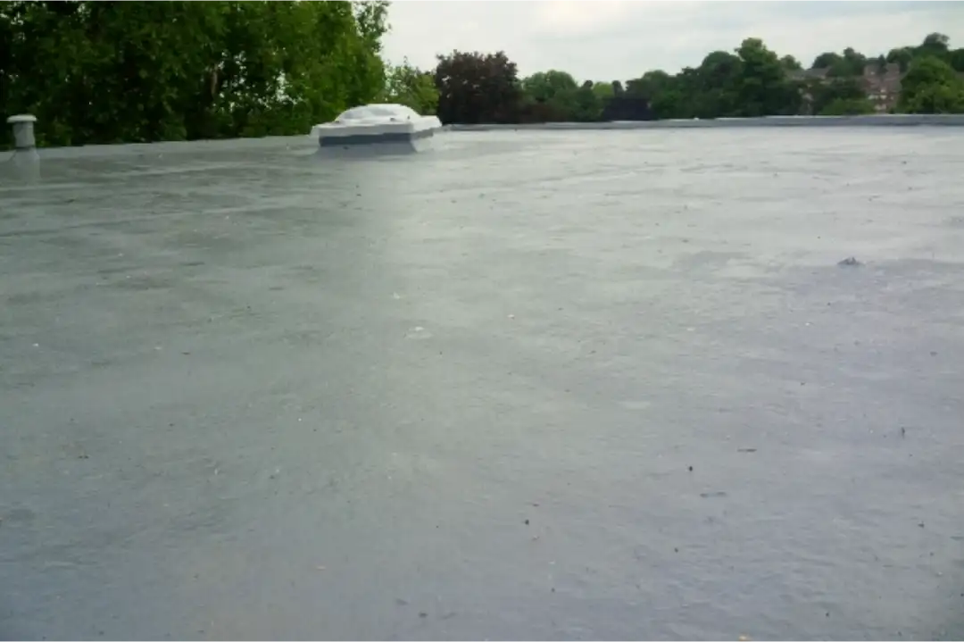 Large seamless grey flat roof with a rooflight